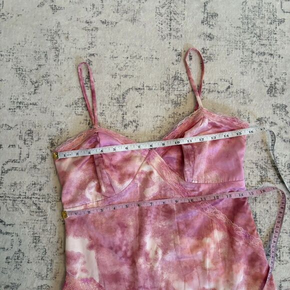 Wild Fable Fairy Asymmetrical Slip Dress Pink Size Small Lace Trim Y2K Whimsical - Picture 4 of 8